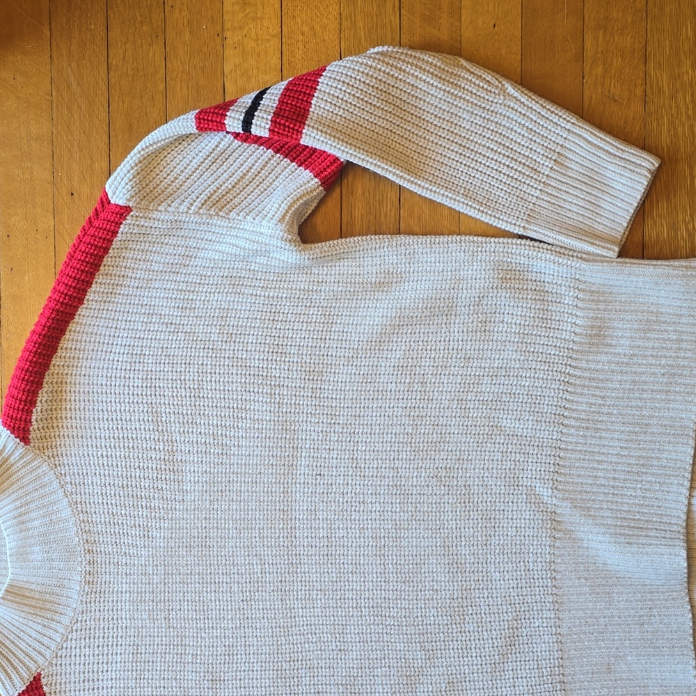 Sanctuary, Mock Neck Sweater, Ivory/Red/Black, EUC, Women's L - Picture 7 of 10